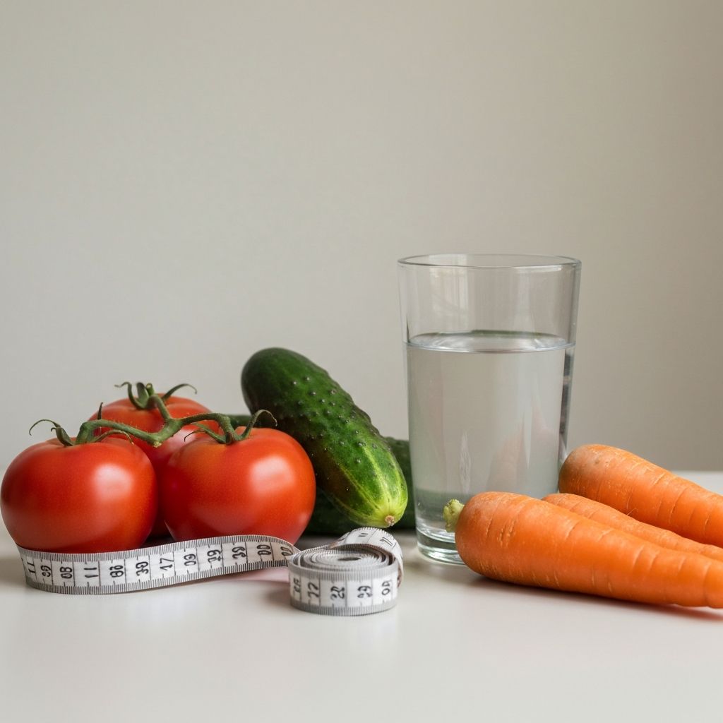 Measuring tape and fresh vegetables